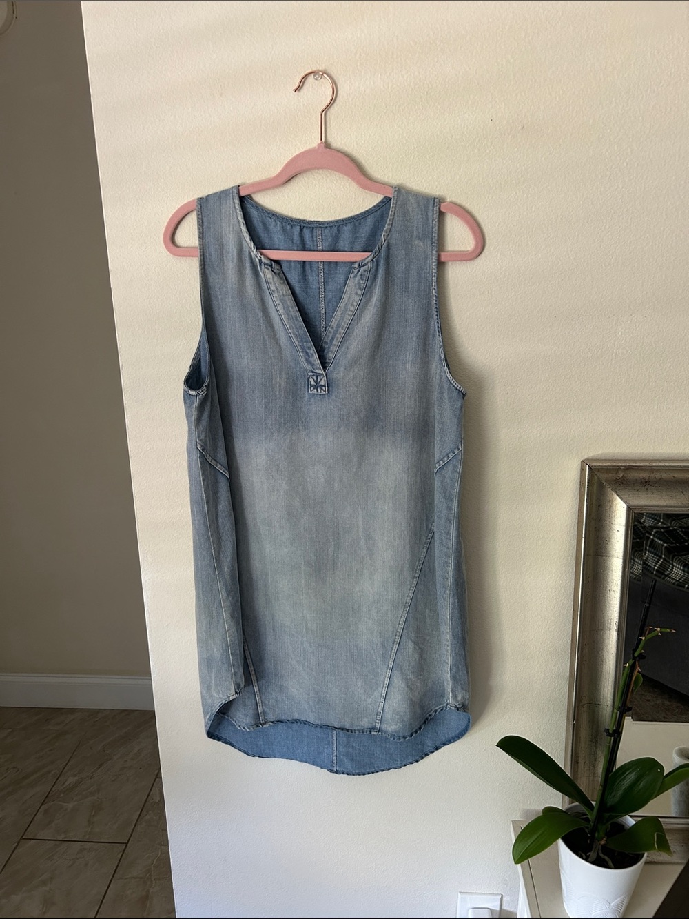 Cupshe Everyday Denim v neck boho western cotton pop over Mini Dress L - Picture 2 of 11